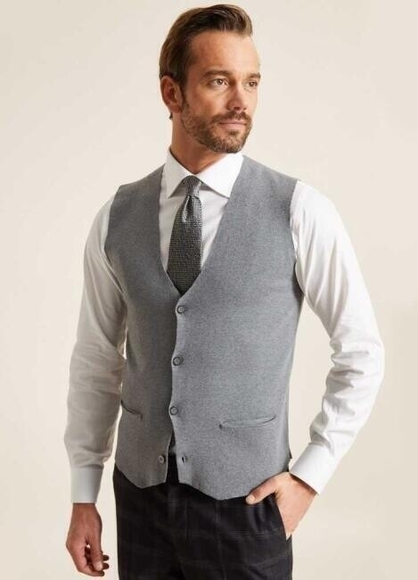 Erkek Regular Fit Cepli Triko Yelek Gri - 3