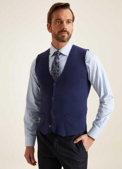 Erkek Regular Fit Cepli Triko Yelek Indıgo