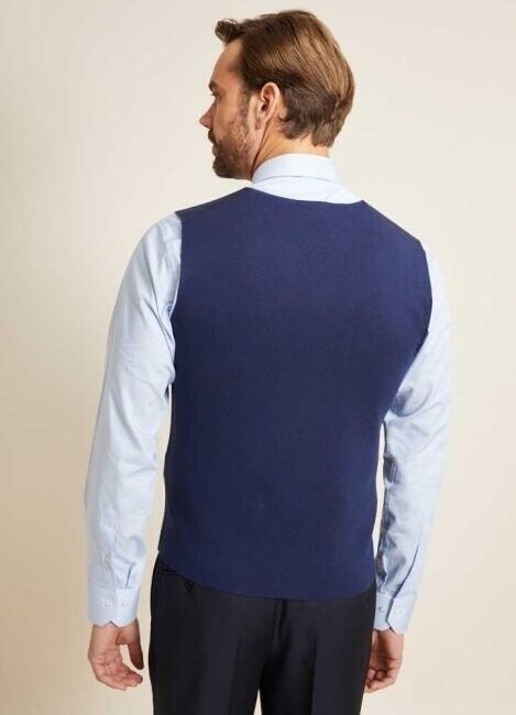 Erkek Regular Fit Cepli Triko Yelek Indıgo (1)