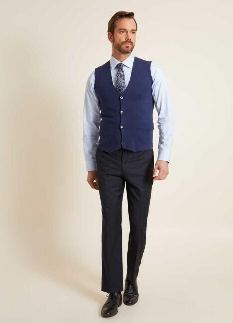 Erkek Regular Fit Cepli Triko Yelek Indıgo - 6