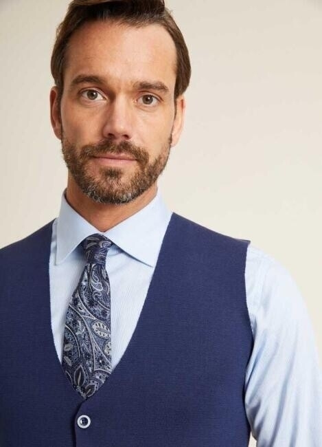 Erkek Regular Fit Cepli Triko Yelek Indıgo - 4