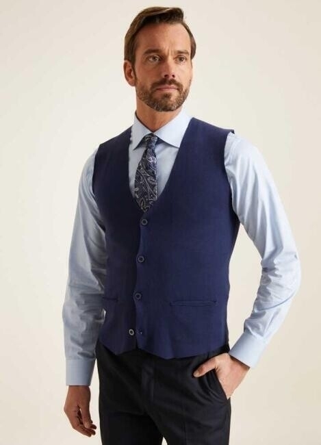 Erkek Regular Fit Cepli Triko Yelek Indıgo - 3