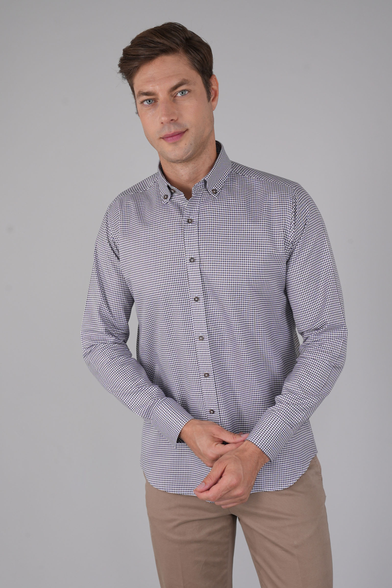 Erkek Regular Fit Desenli Uzun Kollu Gömlek