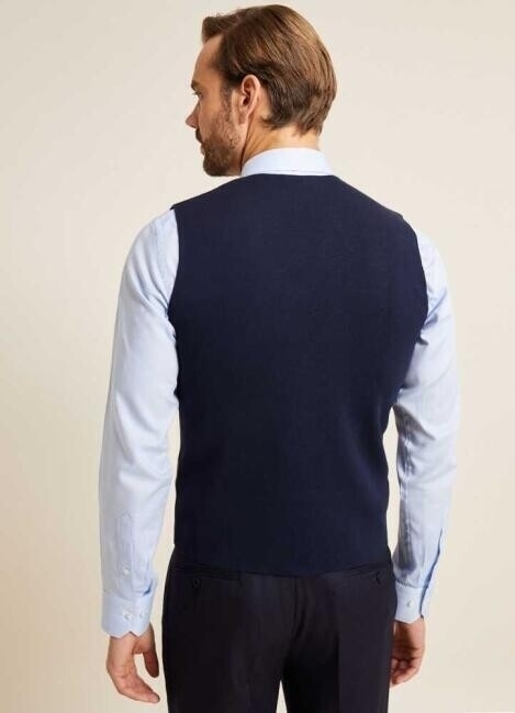 Erkek Regular Fit Ekoseli Triko Yelek Lacivert - 2