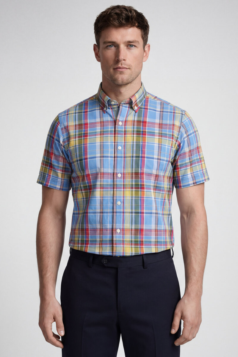 Erkek Regular Fit Kısa Kol Paşa Yaka T Cep Pamuk Kırmızı Gömlek - 4