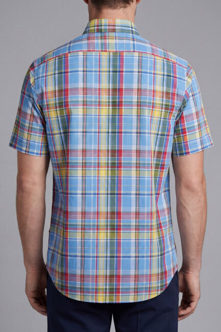 Erkek Regular Fit Kısa Kol Paşa Yaka T Cep Pamuk Kırmızı Gömlek - 2