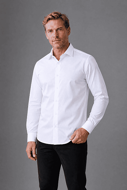 Beyaz Regular Fit Polyester Klasik Gömlek