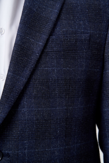 Erkek Regular Fit Lacivert Mono Yaka Ceket - 3