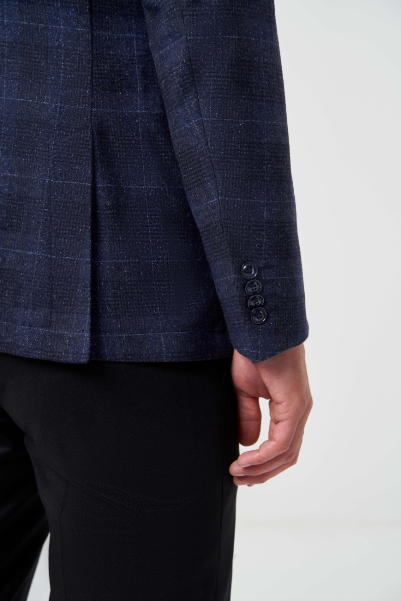 Erkek Regular Fit Lacivert Mono Yaka Ceket - 4