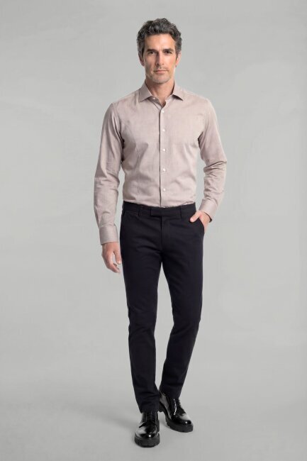 Erkek Regular Fit Pamuk Cepsiz Bej Gömlek - 3