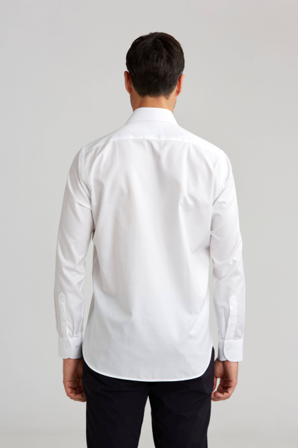 Erkek Regular Fit Pamuk Cepsiz Beyaz Gömlek - 2