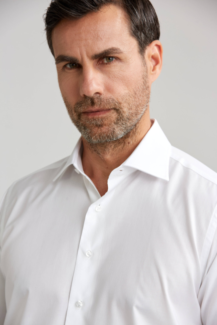 Erkek Regular Fit Pamuk Cepsiz Beyaz Gömlek - 4