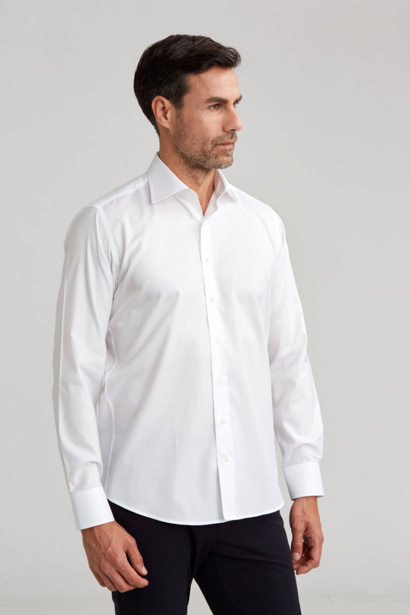 Erkek Regular Fit Pamuk Cepsiz Beyaz Gömlek - 5