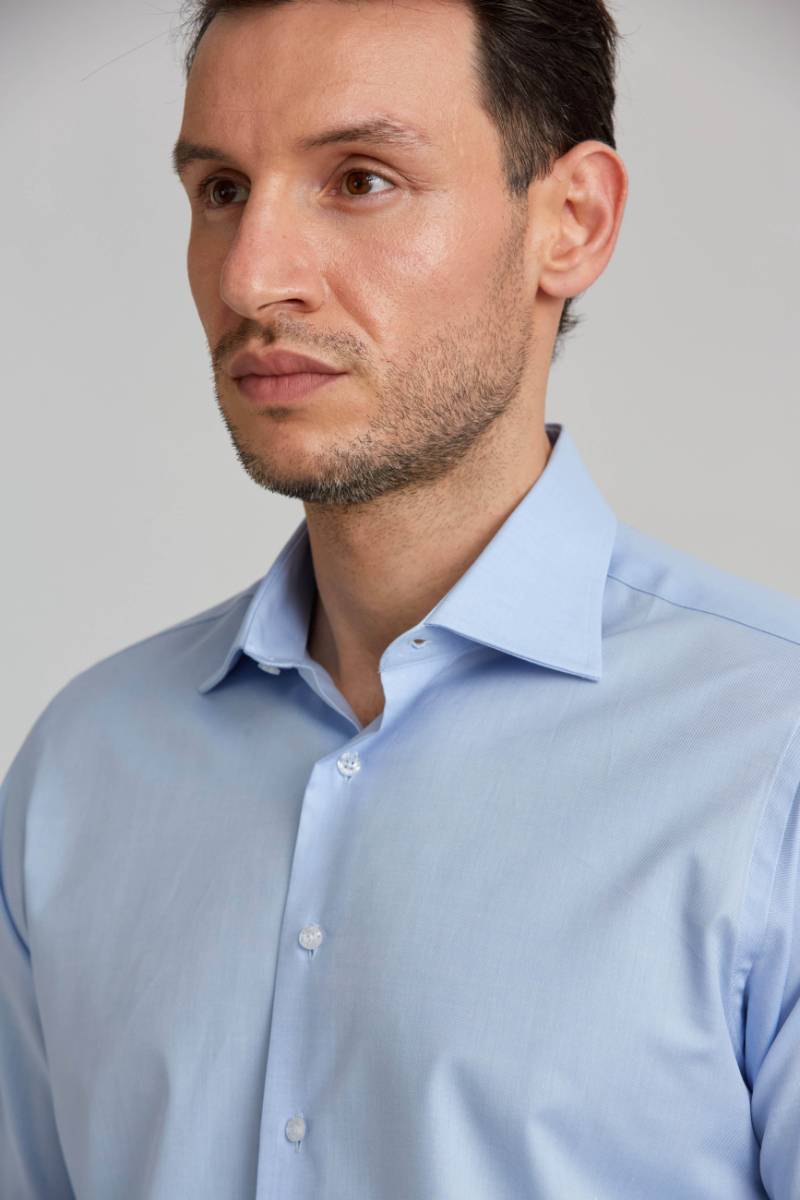 Erkek Regular Fit Pamuk Cepsiz Mavi Gömlek - 4