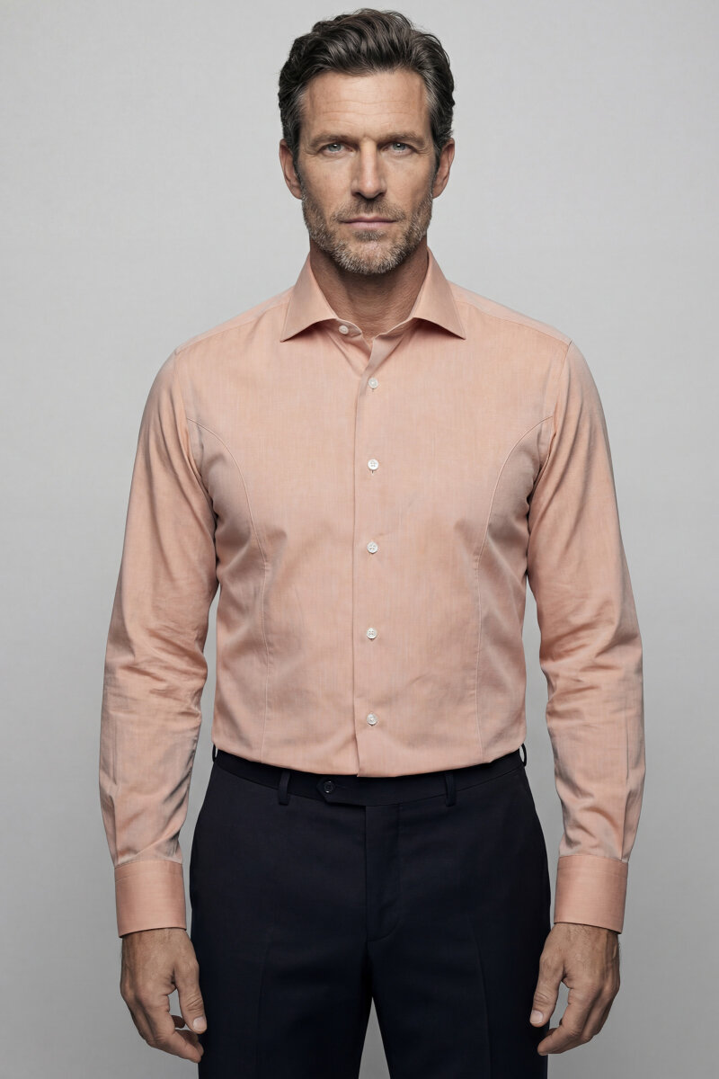 Erkek Regular Fit Pamuk Cepsiz Turuncu Gömlek