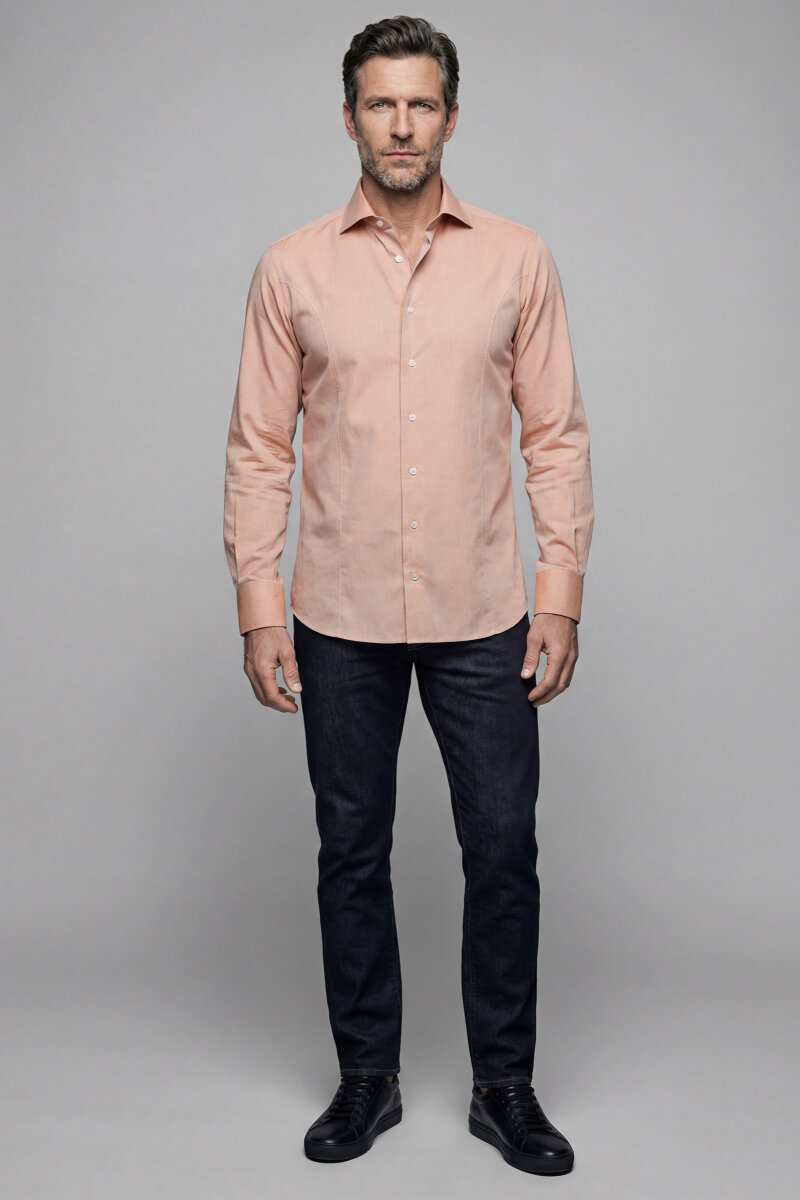 Erkek Regular Fit Pamuk Cepsiz Turuncu Gömlek (1)