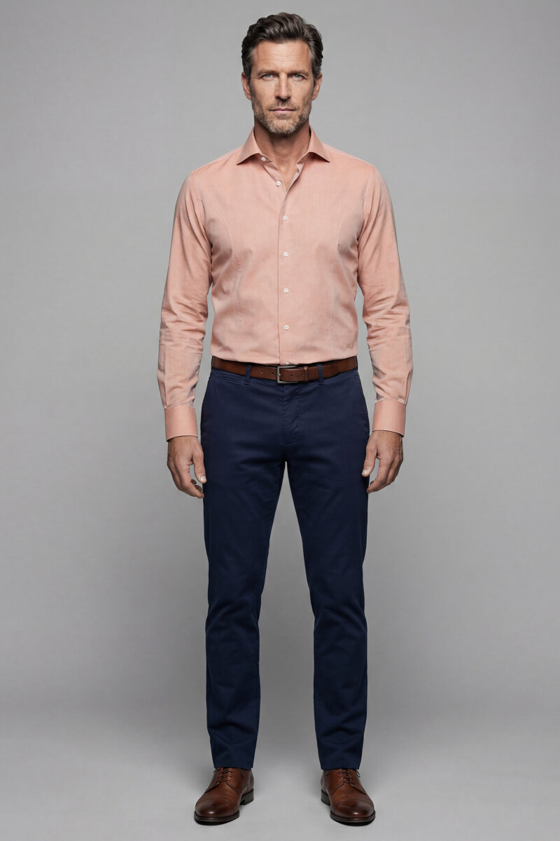 Erkek Regular Fit Pamuk Cepsiz Turuncu Gömlek - 5