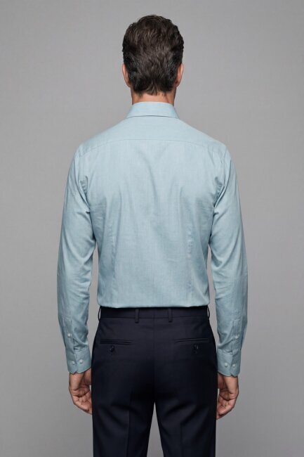 Erkek Regular Fit Pamuk Cepsiz Yeşil Gömlek - 2