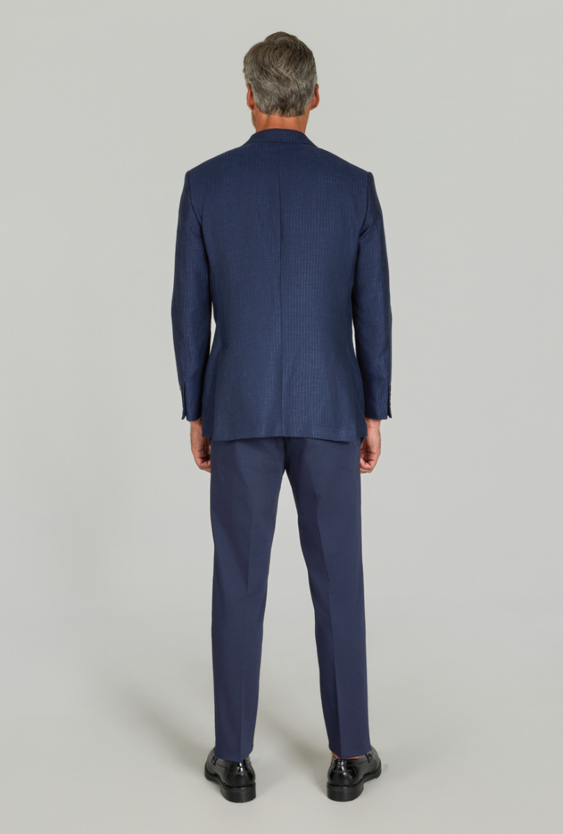 Erkek Regular Fit Pamuk Keten Ceket Lacivert - 5