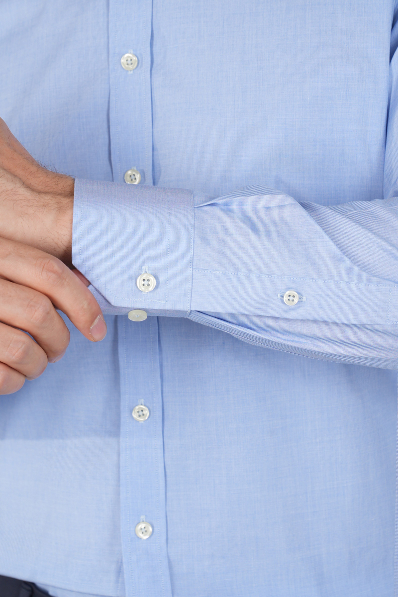 Erkek Regular Fit Pamuk Klasik Mavi Gömlek - 4