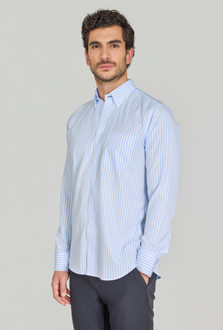 Erkek Regular Fit Pamuk Tek Cep Açık Mavi Gömlek (1)