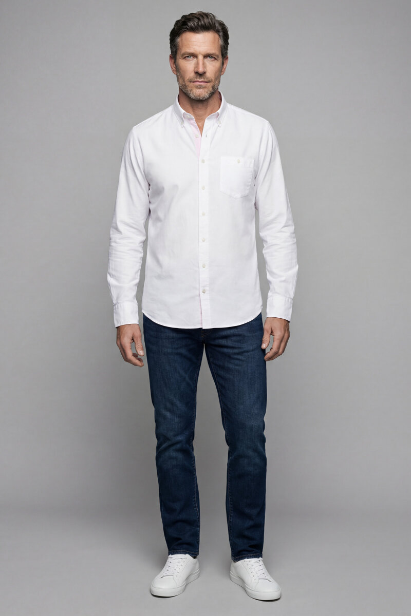 Erkek Regular Fit Uzun Kol Beyaz Gömlek - 5