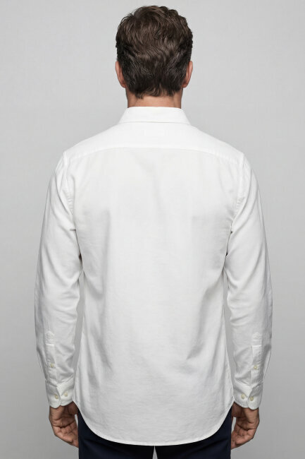 Erkek Regular Fit Uzun Kol Beyaz Gömlek - 2