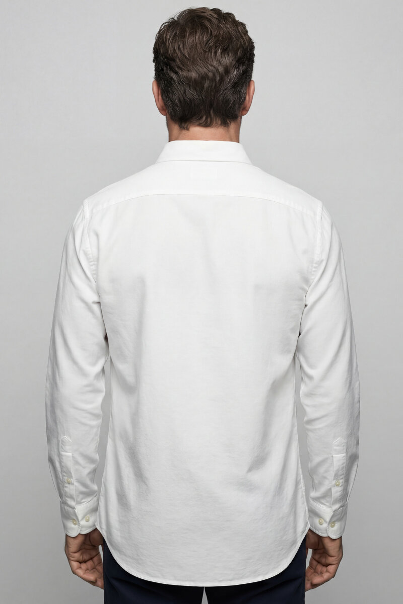 Erkek Regular Fit Uzun Kol Beyaz Gömlek - 2