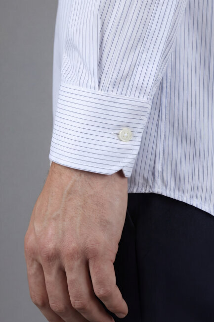 Erkek Regular Fit Uzun Kol Cepsiz Beyaz Gömlek - 4