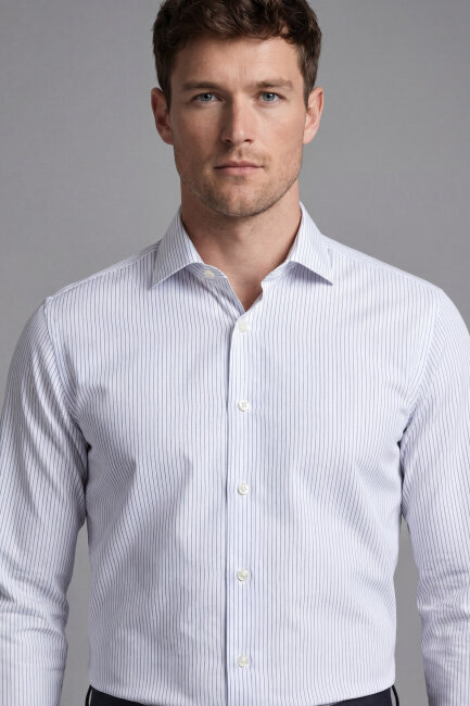 Erkek Regular Fit Uzun Kol Cepsiz Beyaz Gömlek - 3