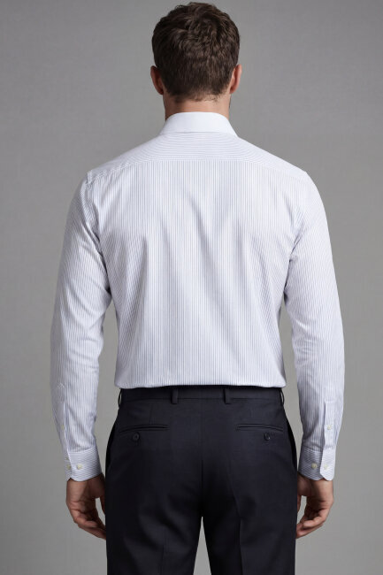 Erkek Regular Fit Uzun Kol Cepsiz Beyaz Gömlek - 2