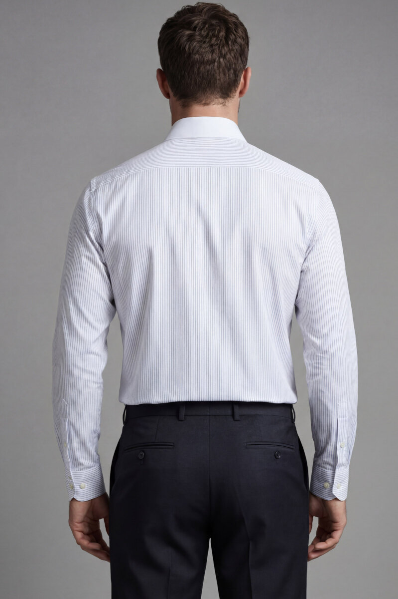 Erkek Regular Fit Uzun Kol Cepsiz Beyaz Gömlek - 2