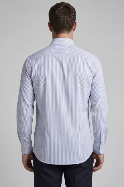 Erkek Regular Fit Uzun Kol Cepsiz Pamuk Beyaz Gömlek - 2