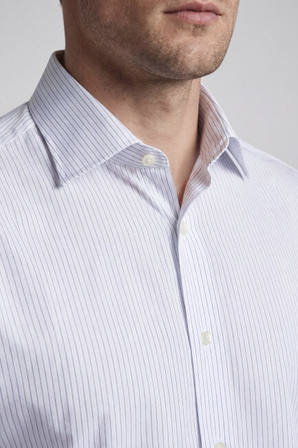 Erkek Regular Fit Uzun Kol Cepsiz Pamuk Beyaz Gömlek - 4