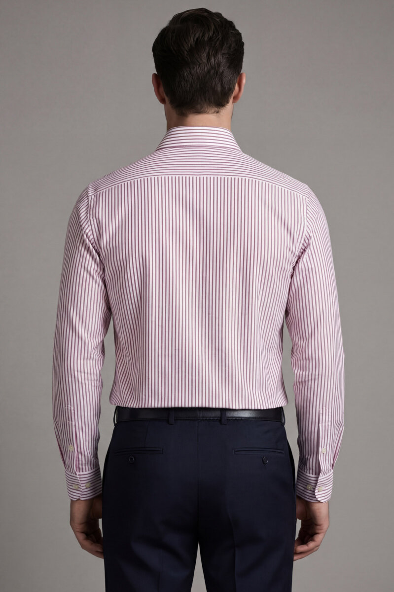 Erkek Regular Fit Uzun Kol İtalyan Yaka Cepsiz Pamuk Kırmızı Gömlek - 2