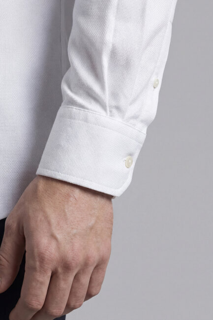 Erkek Regular Fit Uzun Kol Keten Paşa Yaka Cepsiz Beyaz Gömlek - 5