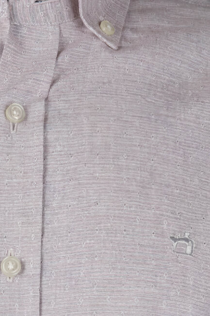 Erkek Regular Fit Uzun Kol Keten Paşa Yaka Cepsiz Gömlek - 4