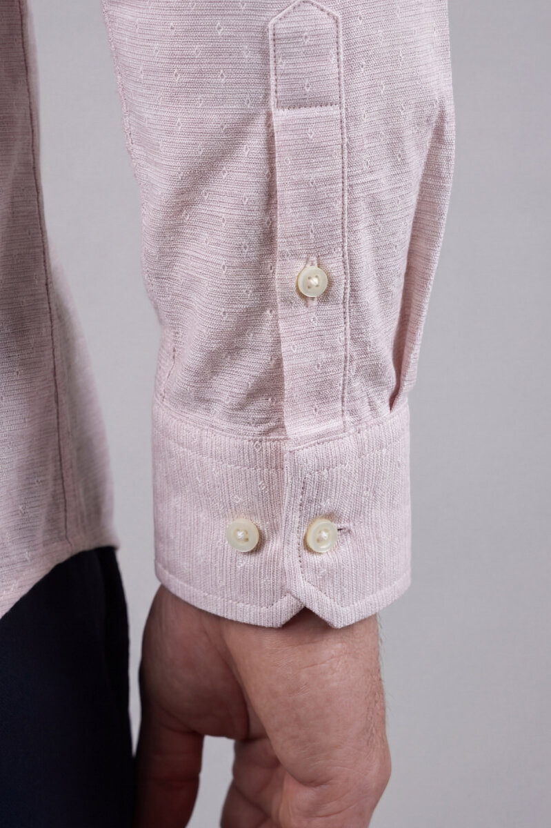 Erkek Regular Fit Uzun Kol Keten Paşa Yaka Cepsiz Gömlek - 6