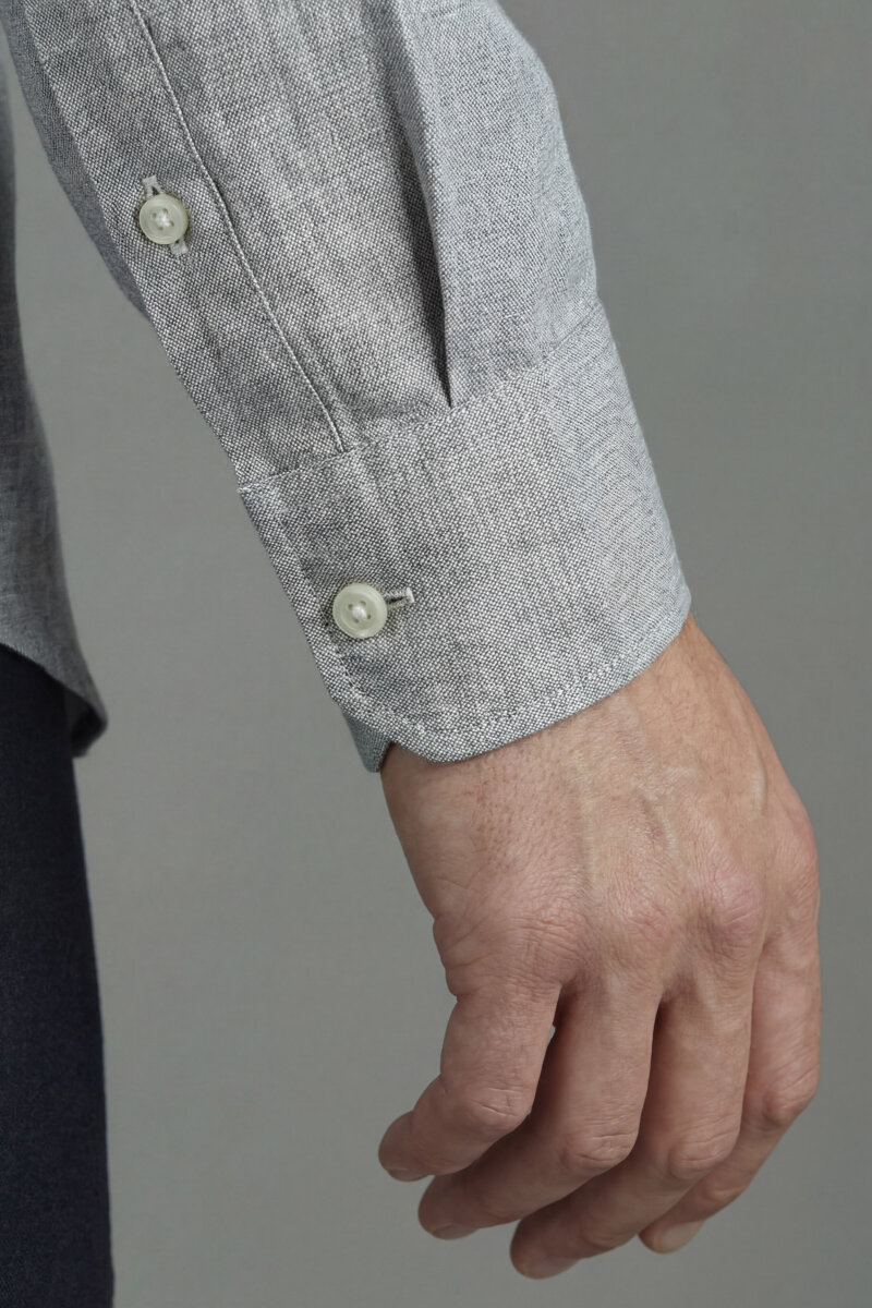 Erkek Regular Fit Uzun Kol Keten Paşa Yaka Yeşil Gömlek - 3