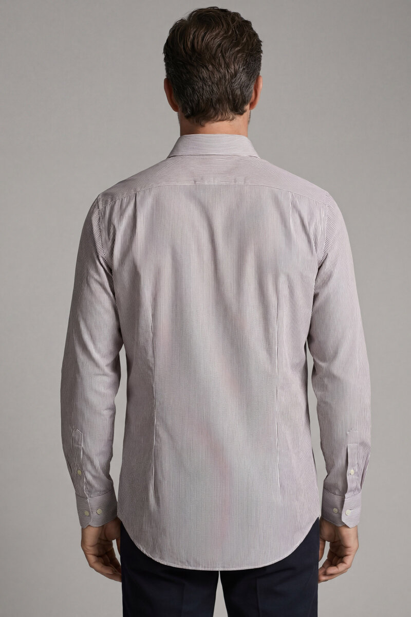 Erkek Regular Fit Uzun Kol Paşa Yaka Pamuk Keten Vizon Gömlek - 2