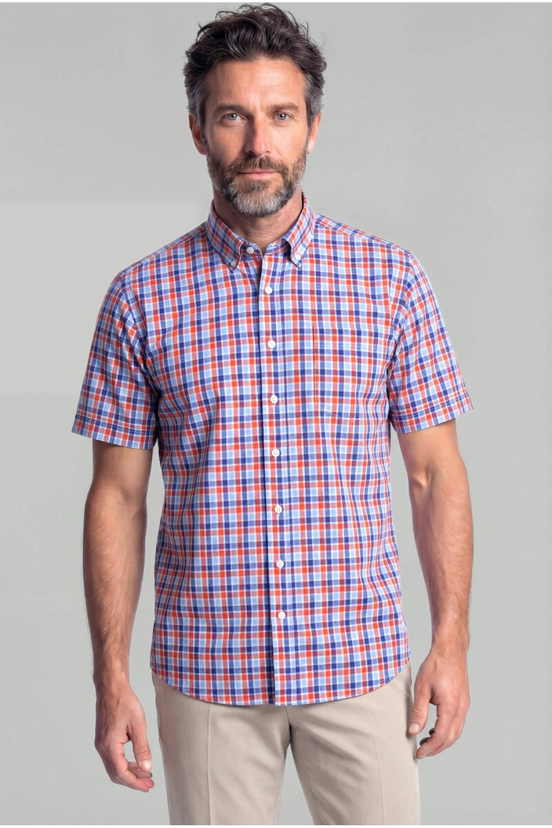 Erkek Regular Fit Uzun Kol Paşa Yaka T Cep Pamuk Turuncu Gömlek - 1