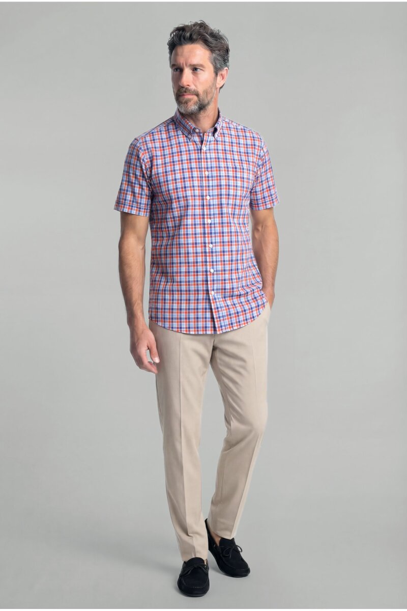 Erkek Regular Fit Uzun Kol Paşa Yaka T Cep Pamuk Turuncu Gömlek - 3