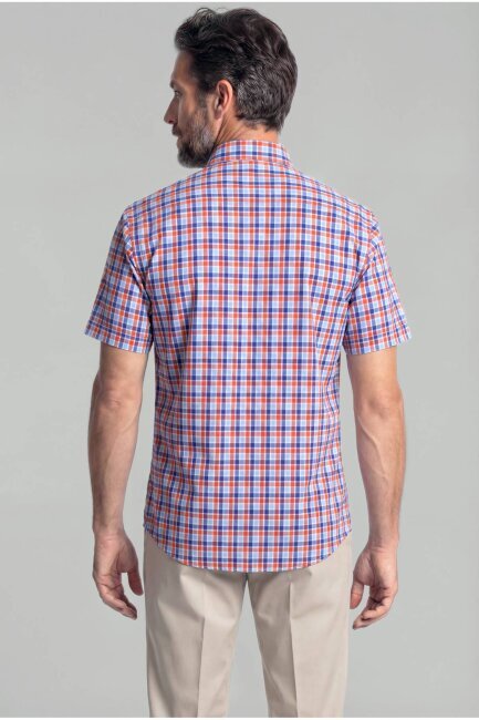 Erkek Regular Fit Uzun Kol Paşa Yaka T Cep Pamuk Turuncu Gömlek - 2