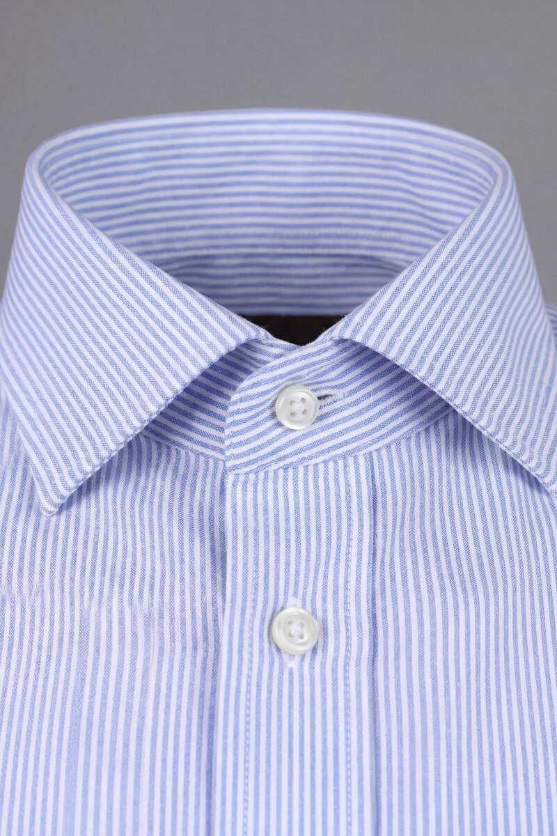 Erkek Regular Fit Uzun Kollu İtalyan Yaka Cepsiz Pamuk Lacivert Gömlek - 3