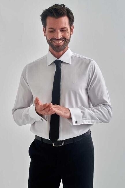 Erkek Regular Fit Uzun Kollu Klasik Gömlek Beyaz