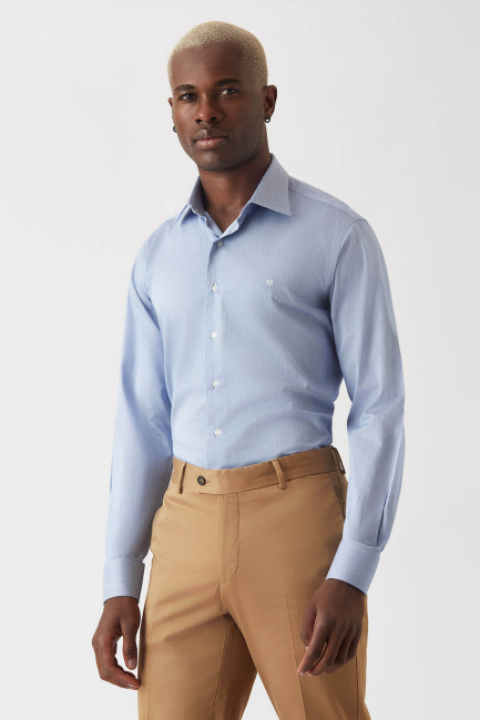 Regular Fit Mavi Klasik Erkek Gömlek (2)