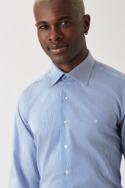 Regular Fit Mavi Klasik Erkek Gömlek (3)