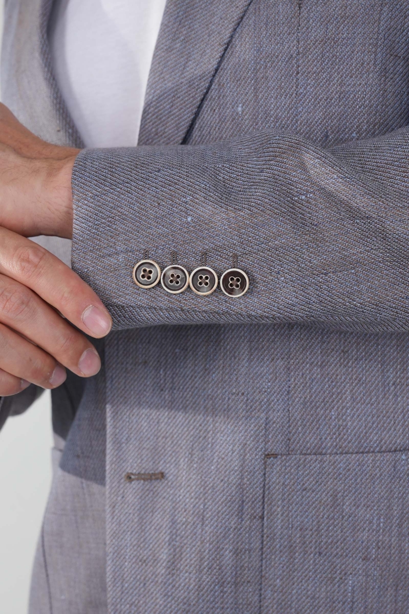 Erkek Regular Fit Yün Ceket Mavi - 4