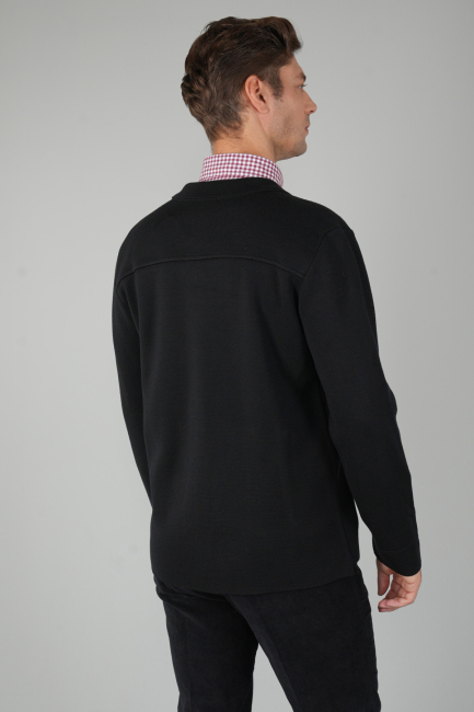 Erkek Siyah Fermuarlı Hırka - 2