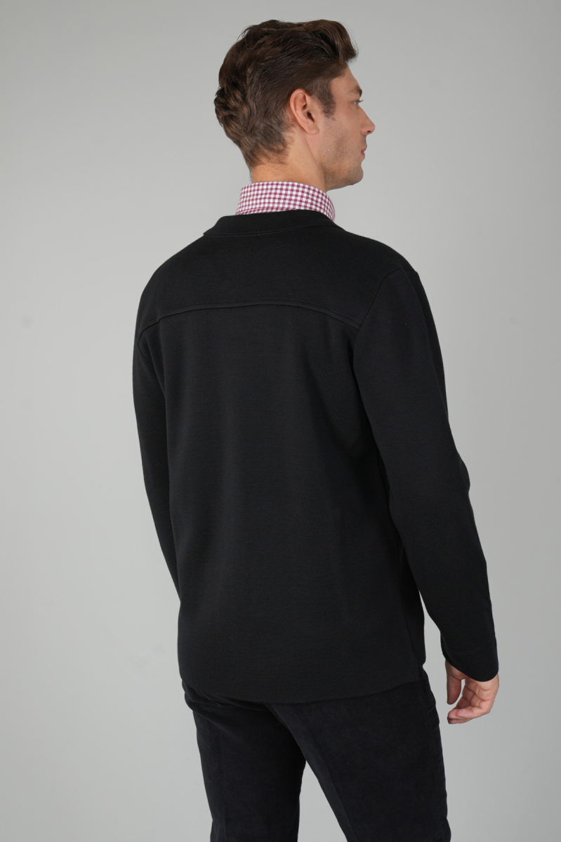 Erkek Siyah Fermuarlı Hırka - 2